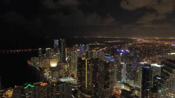 Vídeo Aéreo Centro Miami Noite — Vídeo de Stock