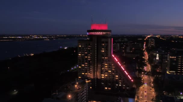 Luftbild Der Innenstadt Von Quebec Bei Nacht — Stockvideo