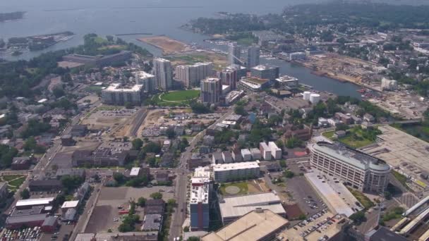 Vídeo Aéreo Del Centro Stamford Puerto — Vídeo de stock