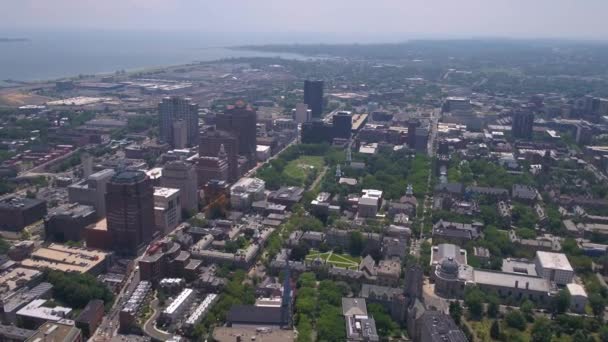 Aerial Video Downtown Newhaven Sunny Day — Stock Video