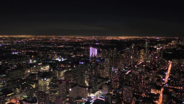 Повітряні Відео Міста Торонто Вночі Гарне Місто Вогнів — стокове відео