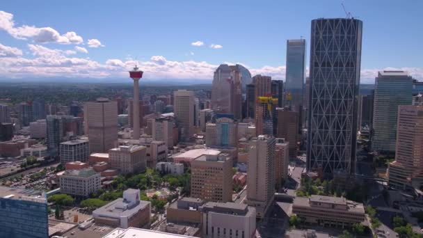 Vídeo Aéreo Del Centro Calgary Día Soleado — Vídeo de stock