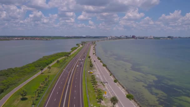 Aerial Video Downtown Tampa Och Omgivningar Solig Dag — Stockvideo