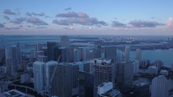 Lotnicze Wideo Downtown Miami Zachodzie Słońca — Wideo stockowe