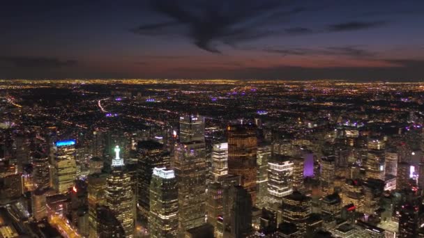 Toronto Belvárosának Gyönyörű Város Fényei Este Légi Videó — Stock videók
