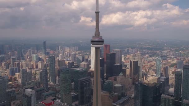 Aerial Video Downtown Toronto Vacker Solig Dag — Stockvideo