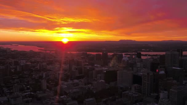 Aerial Canada Montreal City Sunrise Beautiful Morning — Stock Video