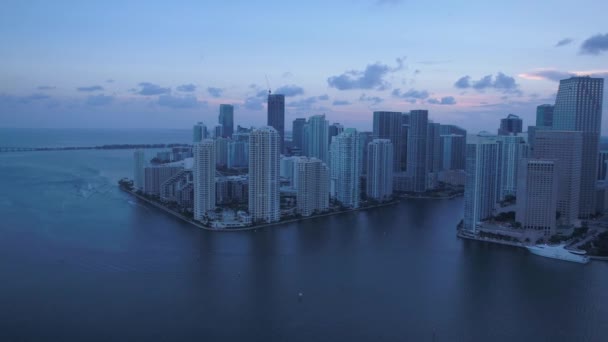 Vidéo Aérienne Centre Ville Miami Coucher Soleil — Video