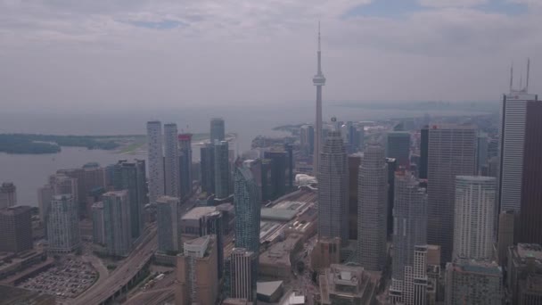 Aerial Video Downtown Toronto Mulen Dimmig Dag — Stockvideo