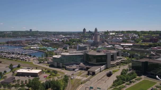 Aerial Video Quebec City Beautiful Sunny Day — Stock Video