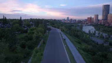 Şehir Calgary gündoğumu ve dawn hava Video.