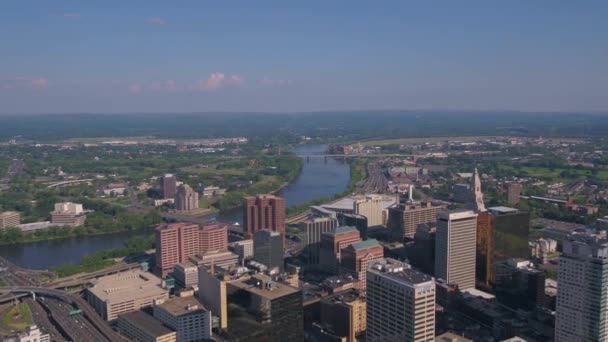 Lotnicze Wideo Miasta Hartford Słoneczny Dzień — Wideo stockowe