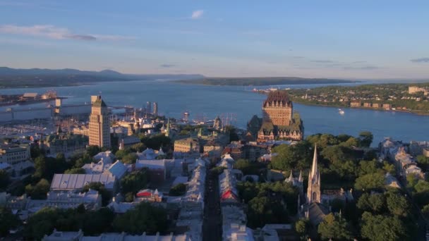 Aerial Video Quebec City Vacker Solig Dag — Stockvideo