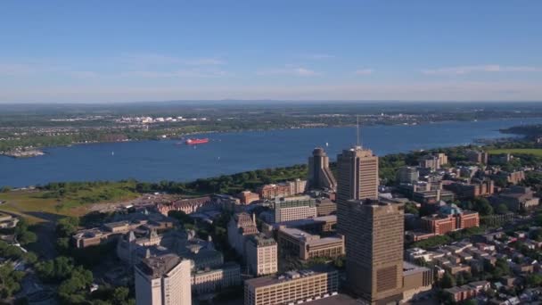 Quebec City Hava Video Güzel Güneşli Bir Günde — Stok video