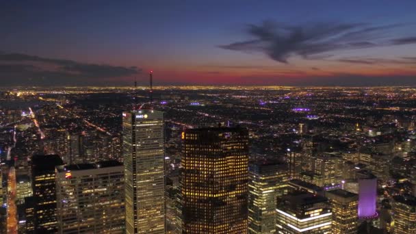 Toronto Belvárosának Gyönyörű Város Fényei Este Légi Videó — Stock videók