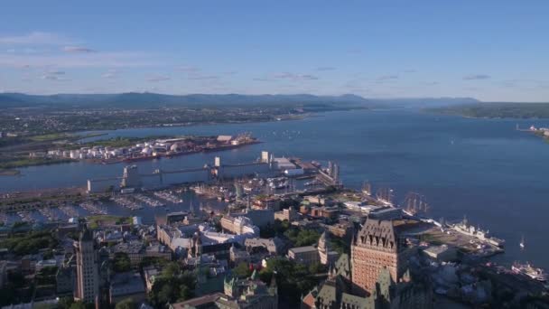 Luftbild Von Quebec City Einem Schönen Sonnigen Tag — Stockvideo