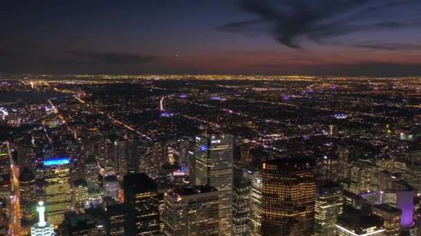 Luftbild Des Toronto Der Innenstadt Bei Nacht Mit Schönen Lichtern — Stockvideo