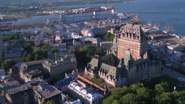 Letecké Video Québec City Krásný Slunečný Den — Stock video