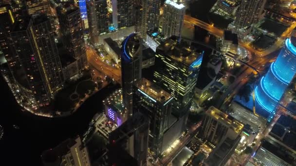 Légi Videó Downtown Miami Éjjel — Stock videók
