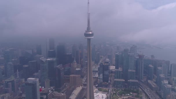 Downtown Toronto Sisli Bulutlu Günde Hava Video — Stok video