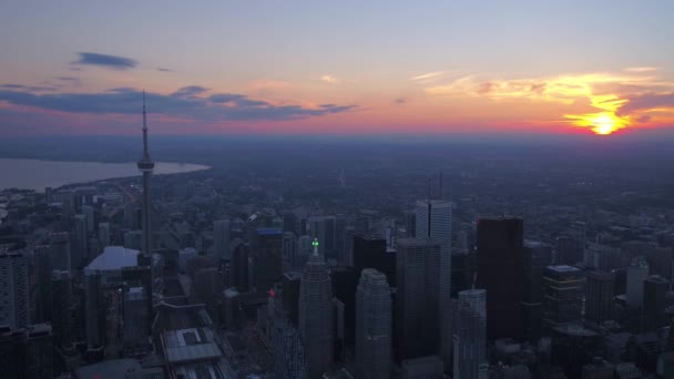 Letecké Video Toronta Při Západu Slunce Krásné Jasné Večer — Stock video