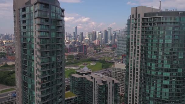 Vídeo Aéreo Del Centro Toronto Hermoso Día Soleado — Vídeos de Stock