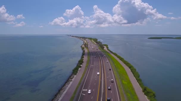 Aerial Video Downtown Tampa Och Omgivningar Solig Dag — Stockvideo