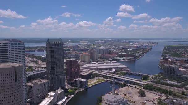 Vídeo Aéreo Del Centro Tampa Sus Alrededores Día Soleado — Vídeos de Stock
