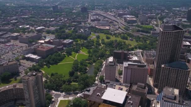 Vídeo Aéreo Del Centro Hartford Día Soleado — Vídeos de Stock