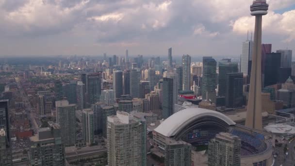 Luchtfoto Video Van Downtown Toronto Een Mooie Zonnige Dag — Stockvideo
