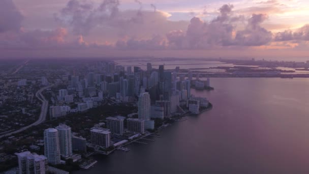 Vídeo Aéreo Centro Miami Nascer Sol — Vídeo de Stock