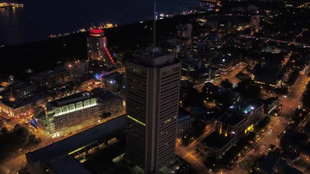 Vídeo Aéreo Del Centro Quebec Por Noche — Vídeos de Stock