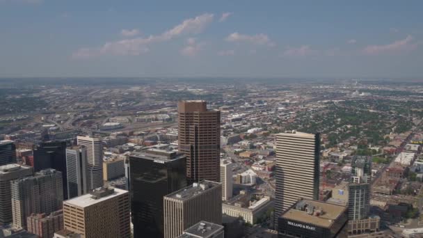 Luftbild Der Innenstadt Von Denver Einem Sonnigen Tag — Stockvideo