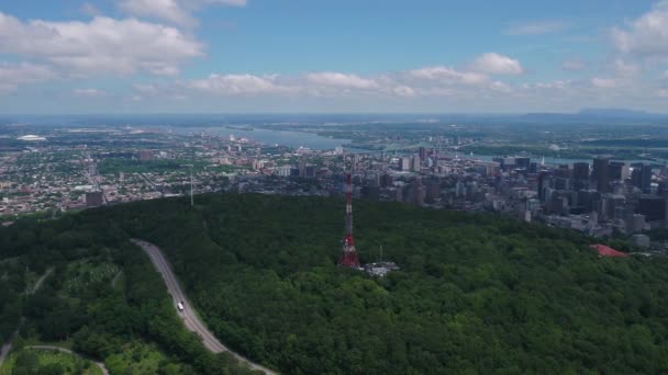 Antenowe Kanada Montreal Downtown Słoneczny Dzień — Wideo stockowe