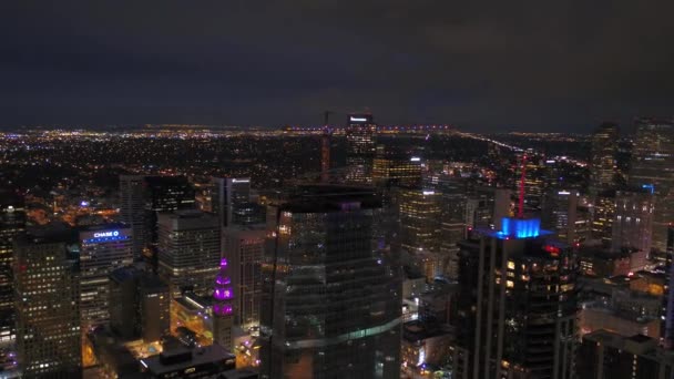 Aerial Video Centrala Denver Natten — Stockvideo
