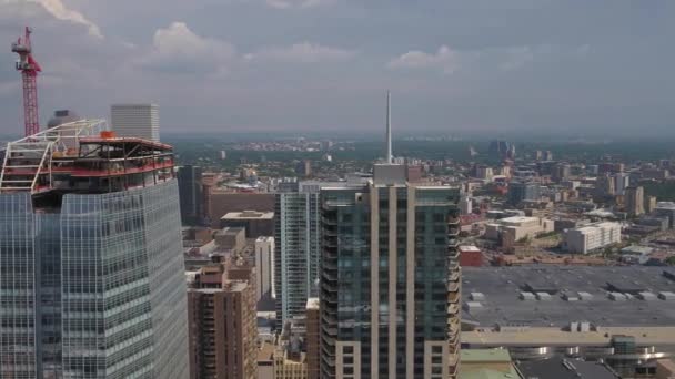 Luchtfoto Video Van Downtown Denver Een Zonnige Dag — Stockvideo