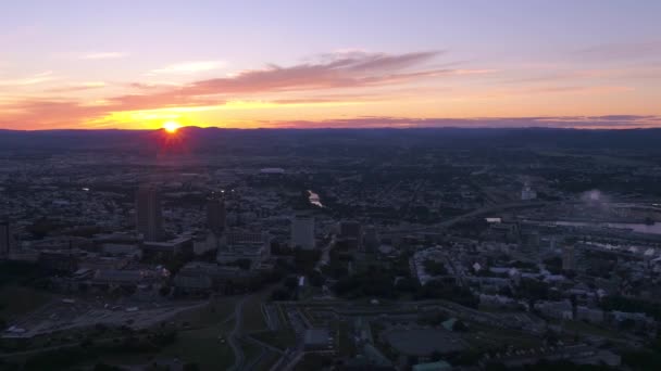 Aerial Video Quebec City Downtown Sunset — Stock Video