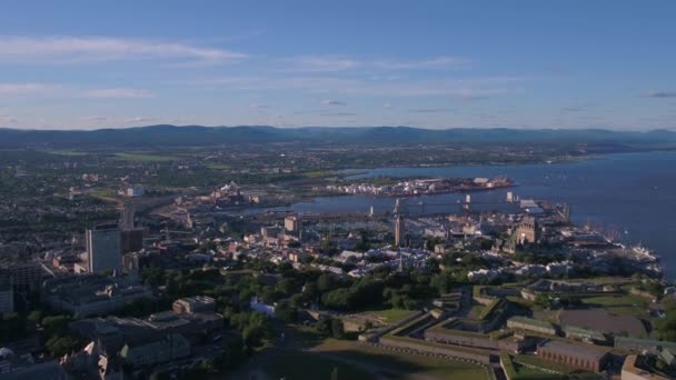 Luchtfoto Video Van Quebec City Een Mooie Zonnige Dag — Stockvideo