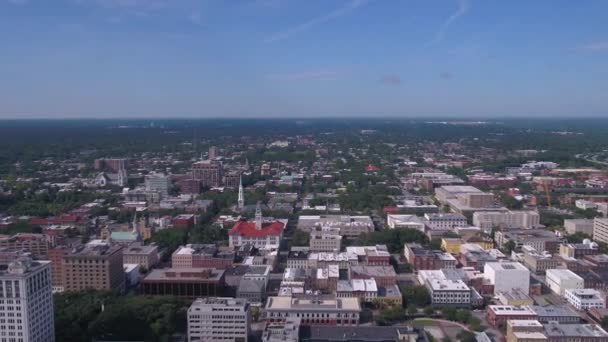 Aerial Video Downtown Savanah Sunny Day — Stock Video