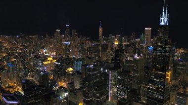Şehir gece Chicago şehir merkezinin hava Illinois.