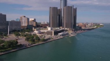 Şehir Detroit güneşli bir hava video.