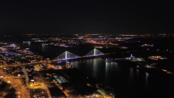 Aerial Video Downtown Louis Night — Stock Video