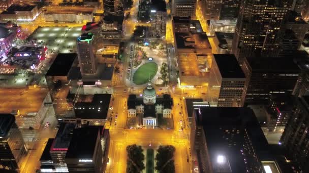 Vídeo Aéreo Del Centro Louis Por Noche — Vídeo de stock