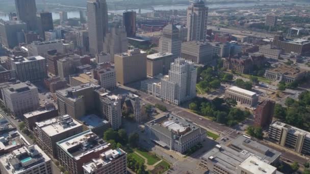 Aerial Video Downtown Louis Sunny Day — Stock Video