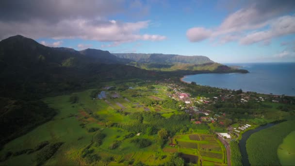 Filmik Lotu Ptaka Zatoce Hanalei Kauai Hawaje — Wideo stockowe
