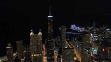 Şehir gece Chicago şehir merkezinin hava Illinois.