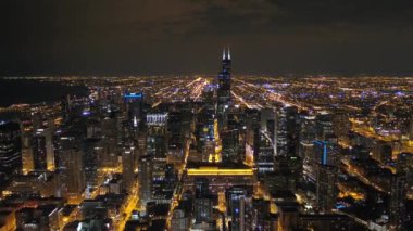 Şehir gece Chicago şehir merkezinin hava Illinois.