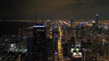 Şehir gece Chicago şehir merkezinin hava Illinois.