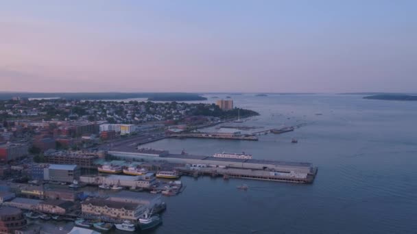 Video Aéreo Del Centro Portland Atardecer — Vídeos de Stock