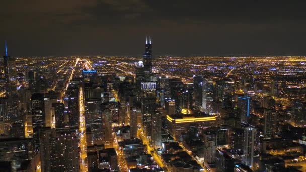Antenowe Illinois Centrum Chicago City Nocy — Wideo stockowe